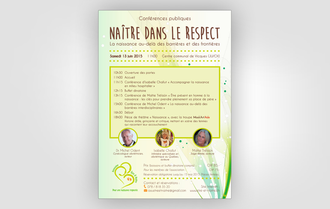Affiche pour la conférence publique "Naître dans le respect"