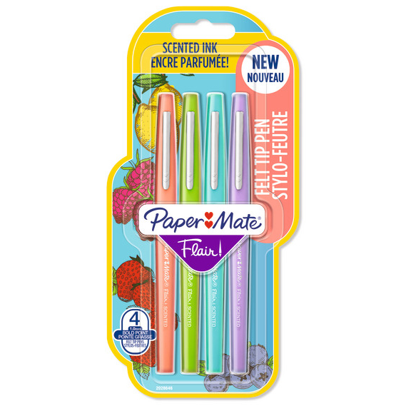 PAPERMATE Stylo fibre Flair parfumé 0.7mm, 4 pièces