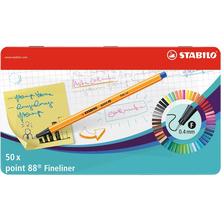 STABILO Fineliner Point 88 8850-6 étui en metal 50 pcs.