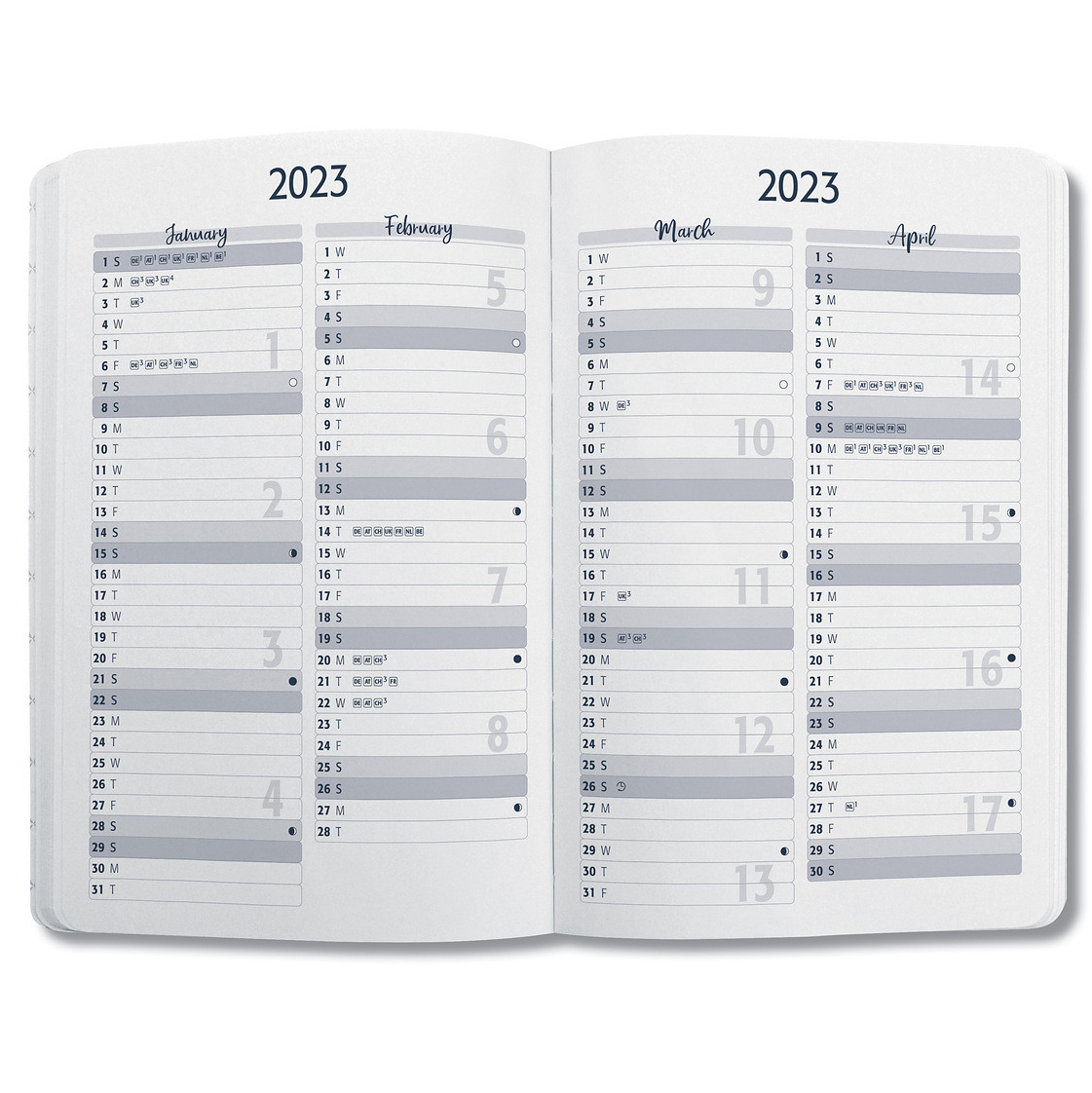 JOLIE Calendrier A6 2023 J3336 florals, 2P/1S