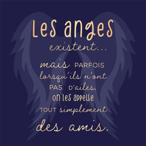 Carte double QuadrART amitié « Les anges existent » effet metallic or