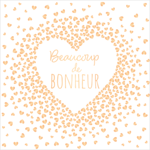 Carte double QuadrART mariage « Beaucoup de Bonheur » effet metallic or.