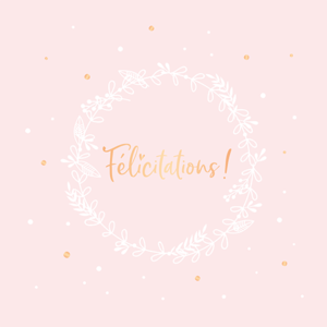 Carte double QuadrART mariage « Félicitations ! » effet metallic or