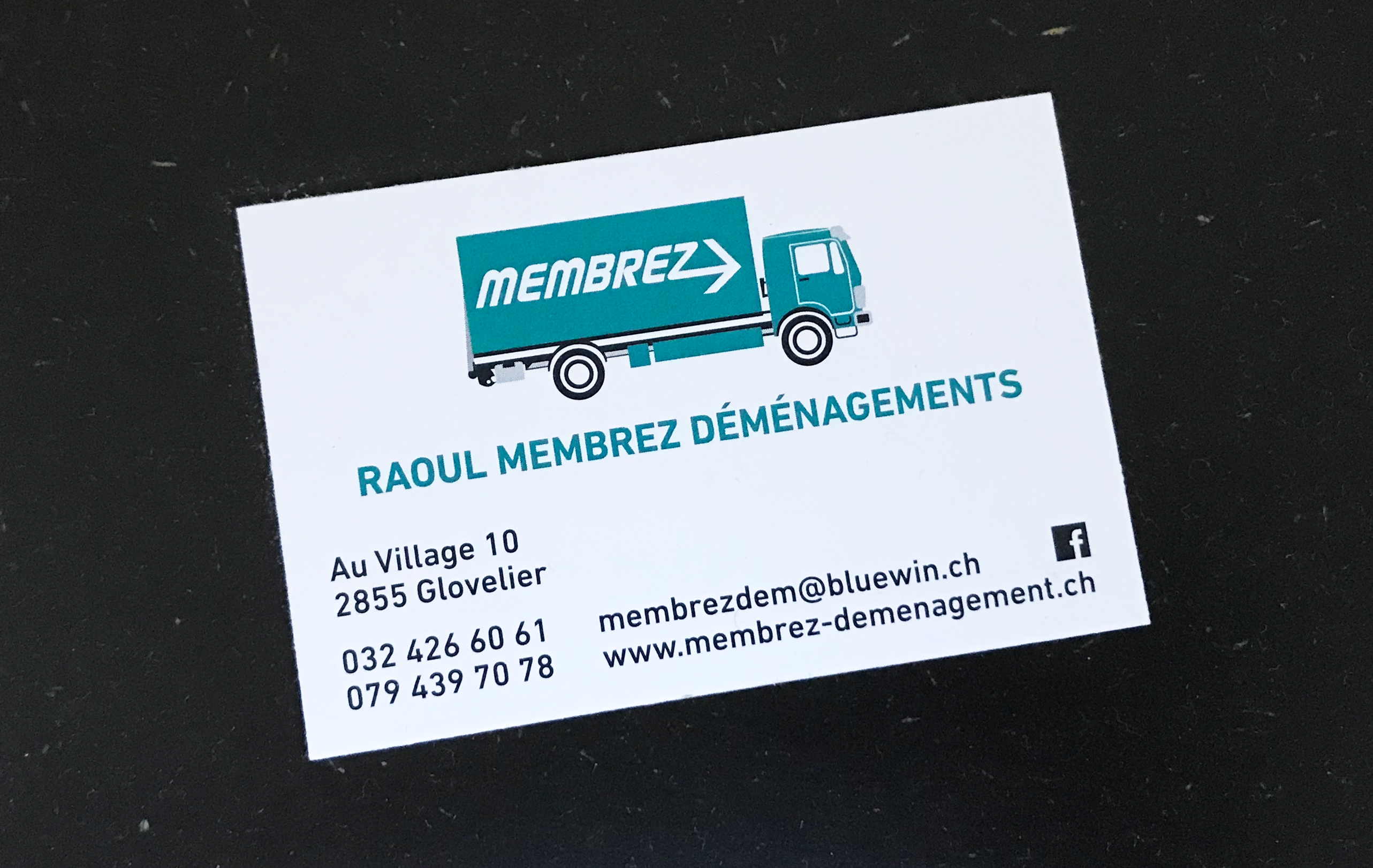 Carte de visite Raoul Membrez Déménagements Glovelier