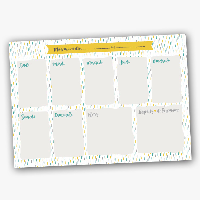 Bloc Planning De La Semaine Ligne K