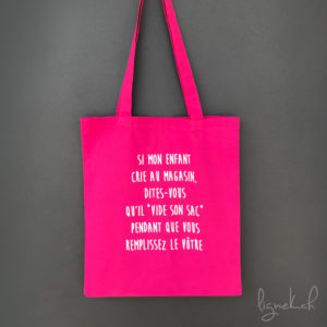 Tote bag personnalisée : enfant crie au magasin