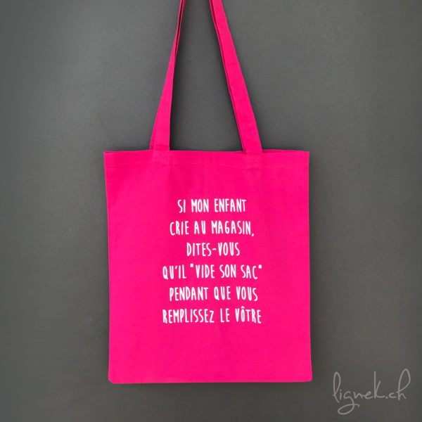 Tote bag personnalisée : enfant crie au magasin