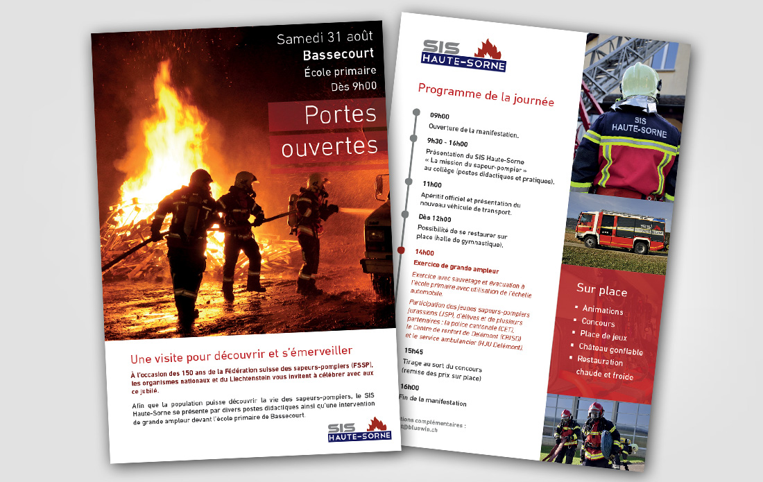 SIS Haute-Sorne, flyer, présentation des sapeurs-pompiers