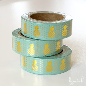 Ruban de masquage washi tape turquoise ananas