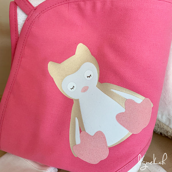 Linge de bain à capuche blanc et rose hibou