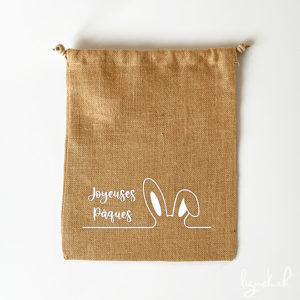 Sac en jute joyeuses pâques
