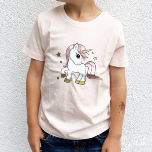T-shirt licorne rose pastel