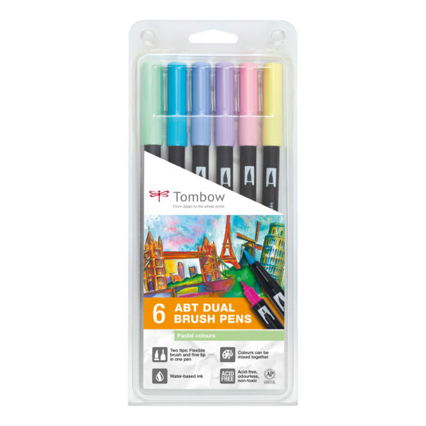 Set ABT Dual Brush Pen TOMBOW 6 pièces pastel