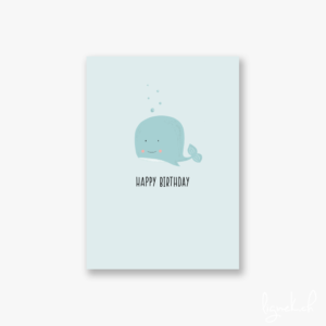 Carte A6 baleine happy birthday