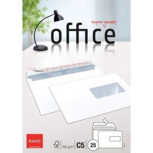 ELCO Envelope fenêtre droit C5 74472.12 100g, blanc, colle 25 pcs.