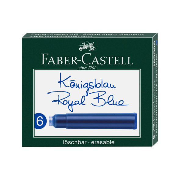 FABER-CASTELL Cartouche d'encre, bleu boîte en carton 6 pièces par emballage