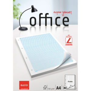 ELCO Bloc perforé quadrillé 4mm A4 74415.17 blanc, 100g, 4-trous 80 flls.