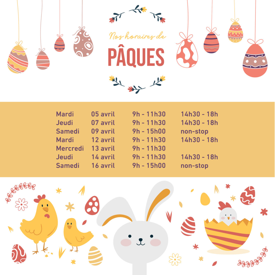 Nos horaires de Pâques