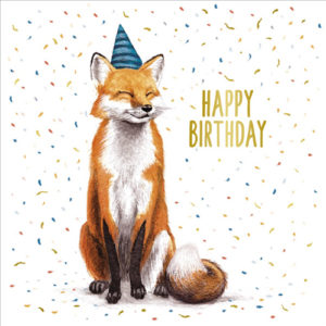 Carte happy birthday renard