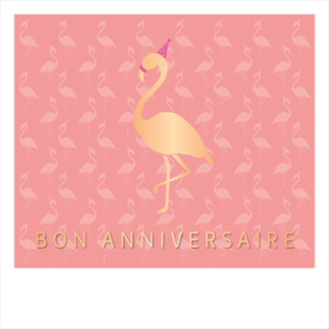 Carte double QuadrART anniversaire « Bon Anniversaire » effet metallic or