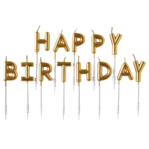 NEUTRAL Kit bougies sur piques Happy Birthday, or 7.3cm