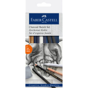 FABER-CASTELL Set à dessiner charbon 114002 Pastel blanc medium 7 pcs.
