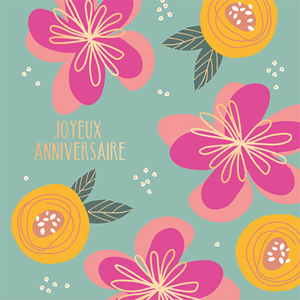 Carte double QuadrART anniversaire « Joyeux Anniversaire » effet metallic or