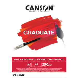 CANSON Graduate l'huile/acryl A4 400110380 20 flles, blance, 290g