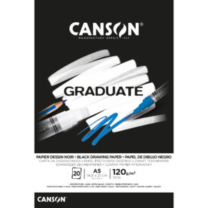 CANSON Graduate papier à dessin A5 400110385 20 flles, noire, 120g