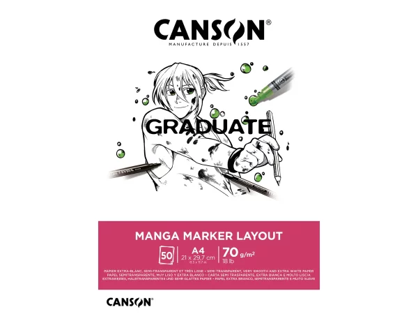 CANSON Graduate Manga Marker A4 50 flles, blance, 70g
